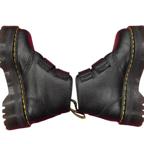 Dr. Martens Devon Heart Buckle Leather Platform Boots Black, Size US 6 - Picture 8 of 11